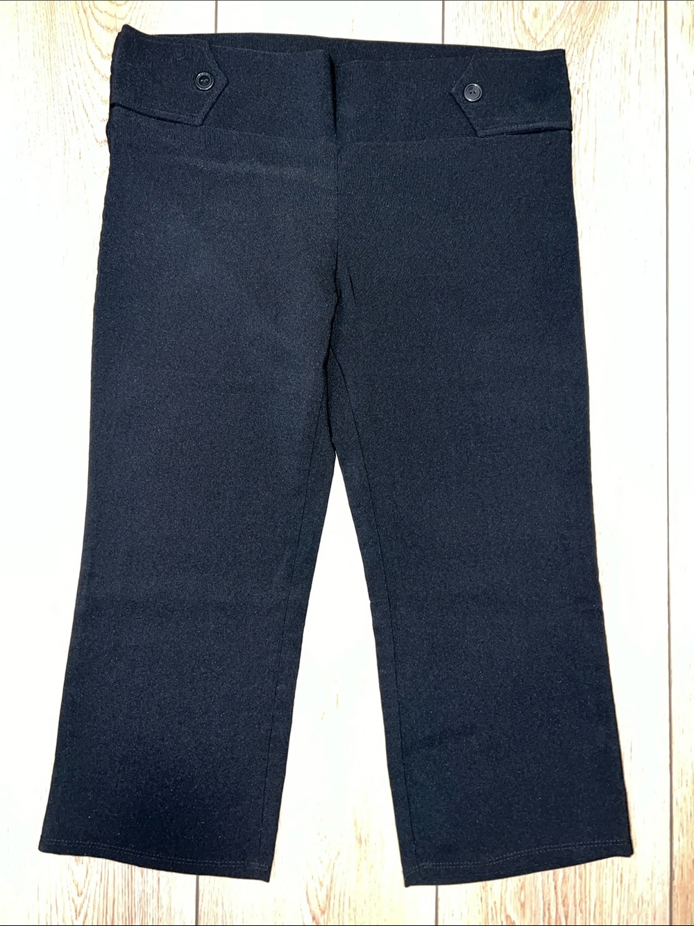 NWOT - Women's Black Stretch Pull-On Pants with Button Accent